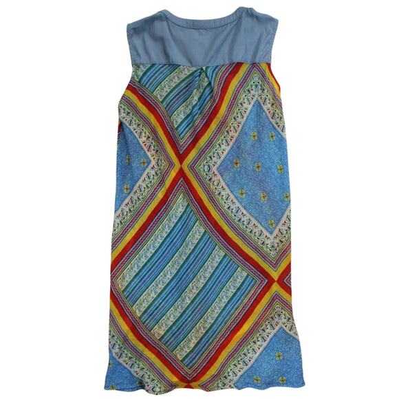 Creation XXL Sleeveless Button Front Tunic Top Boho Patchwork Floral Print - Picture 2 of 7